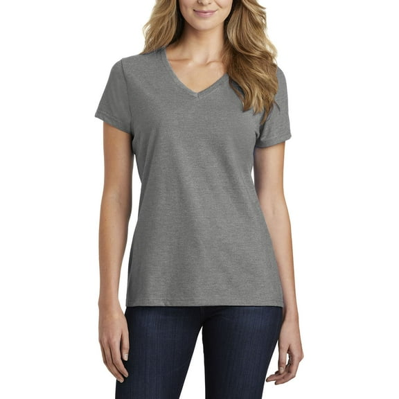 JustBlanks Womens V Neck Short Sleeve Cotton Poly Blend Lightweight Casual T-Shirt
