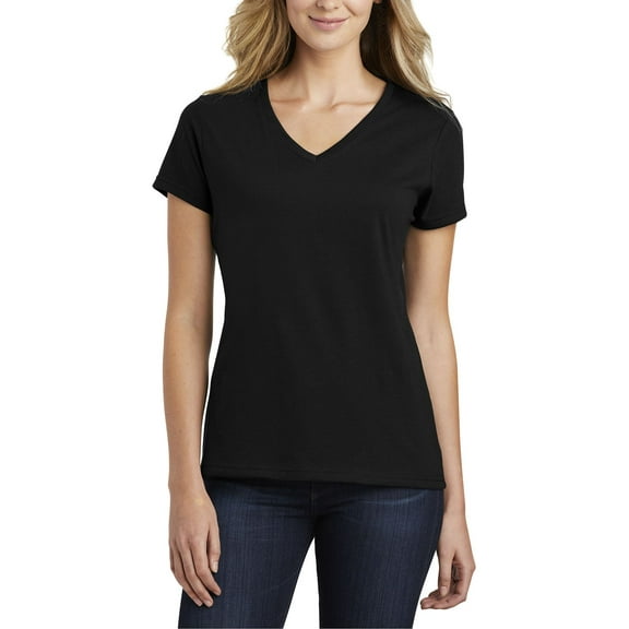 JustBlanks Womens V Neck Short Sleeve Cotton Poly Blend Lightweight Casual T-Shirt