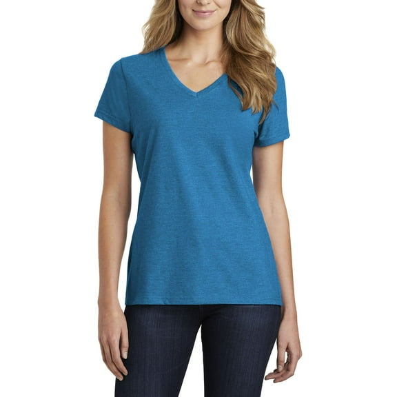 JustBlanks Womens V Neck Short Sleeve Cotton Poly Blend Lightweight Casual T-Shirt