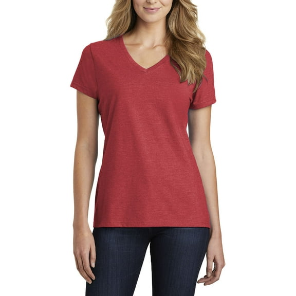 JustBlanks Womens V Neck Short Sleeve Cotton Poly Blend Lightweight Casual T-Shirt