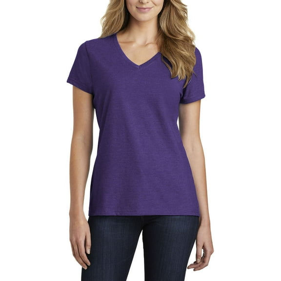 JustBlanks Womens V Neck Short Sleeve Cotton Poly Blend Lightweight Casual T-Shirt