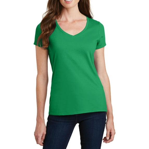 JustBlanks Womens Cotton Blend V Neck Short Sleeve Fitted T Shirt