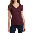 thumbnail image 1 of JustBlanks Womens Cotton Blend V Neck Short Sleeve Fitted T Shirt, 1 of 1