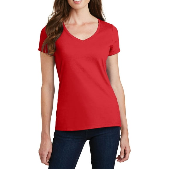 JustBlanks Womens Cotton Blend V Neck Short Sleeve Fitted T Shirt