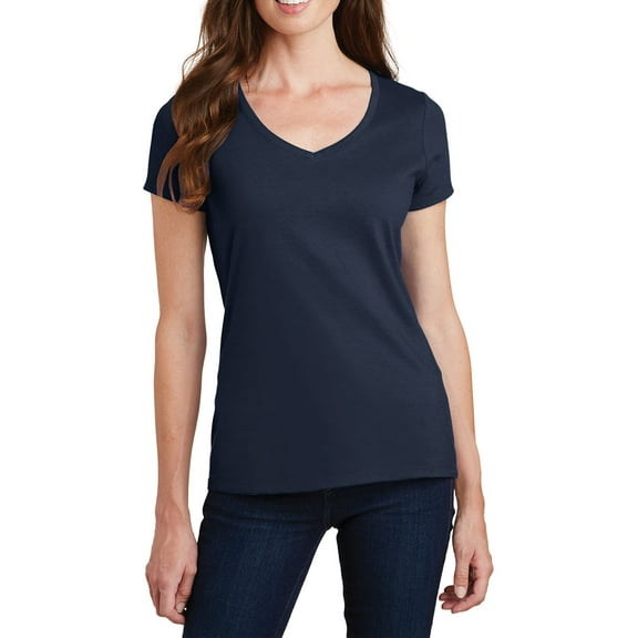 JustBlanks Womens Cotton Blend V Neck Short Sleeve Fitted T Shirt