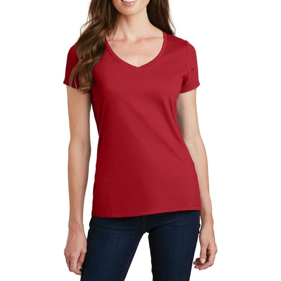 JustBlanks Womens Cotton Blend V Neck Short Sleeve Fitted T Shirt