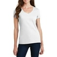 thumbnail image 1 of JustBlanks Womens Cotton Blend V Neck Short Sleeve Fitted T Shirt, 1 of 1