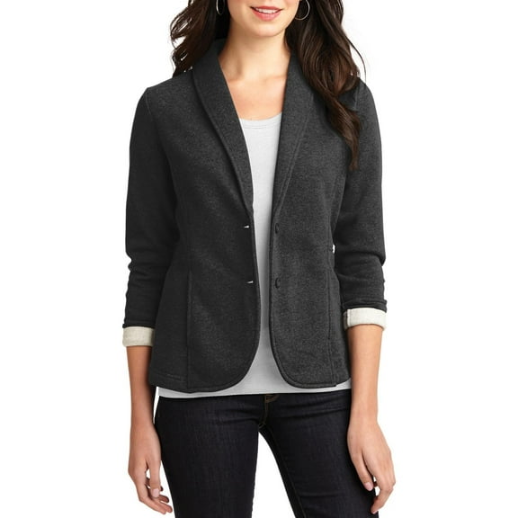JustBlanks Womens Fleece Blazer with Shawl Collar Side Seam Pockets