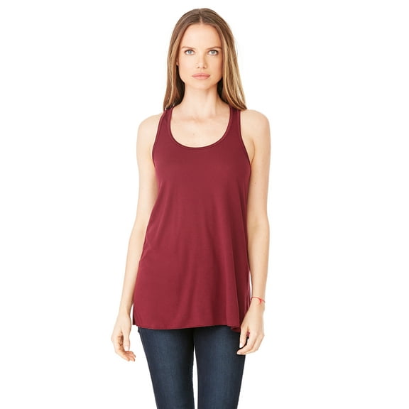 Just Blanks Ladies' Flowy Racerback Tank, Maroon, M