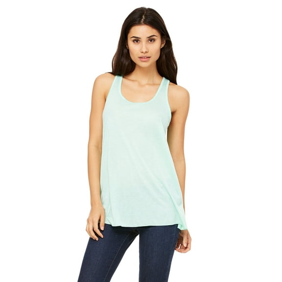 Just Blanks Ladies' Flowy Racerback Tank, Mint, XL