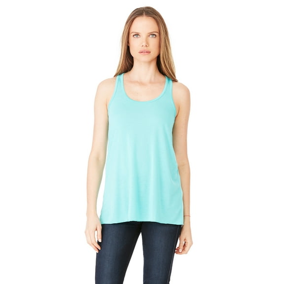 Just Blanks Ladies' Flowy Racerback Tank, Teal, 2XL