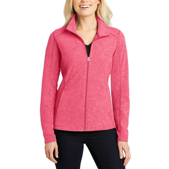 JustBlanks Womens Heather Microfleece Full Zip Jacket Soft Polyester Fleece Lightweight Long Sleeve