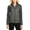 thumbnail image 1 of Just Blanks Ladies Hybrid Soft Shell Jacket Reverse Coil Zippers Front Zippered Pockets, Smoke Grey/ Grey Steel, 4XL, 1 of 1