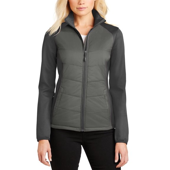 JustBlanks Womens Quilted Front Soft Shell Jacket with Full Zip Water Resistant Stretch Fabric