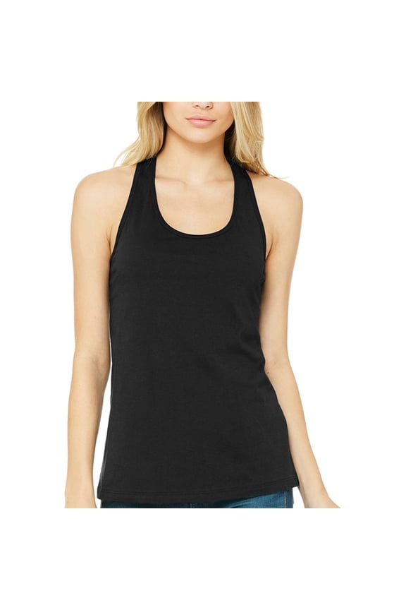 Women Jersey Racerback Tank 100 Airlume Combed Ring Spun Cotton Merrowed Bottom Hem Relaxed Fit