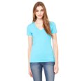 thumbnail image 1 of Just Blanks Ladies' Jersey Short Sleeve Deep V Neck T Shirt, Neon Blue, L, 1 of 1
