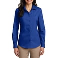 thumbnail image 1 of JustBlanks Womens Long Sleeve Poplin Shirt Lightweight Cotton Blend Button Up Work Blouse, 1 of 1