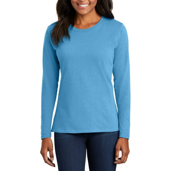 JustBlanks Ladies Long Sleeve Core Cotton Tee Open Hem Cuffs