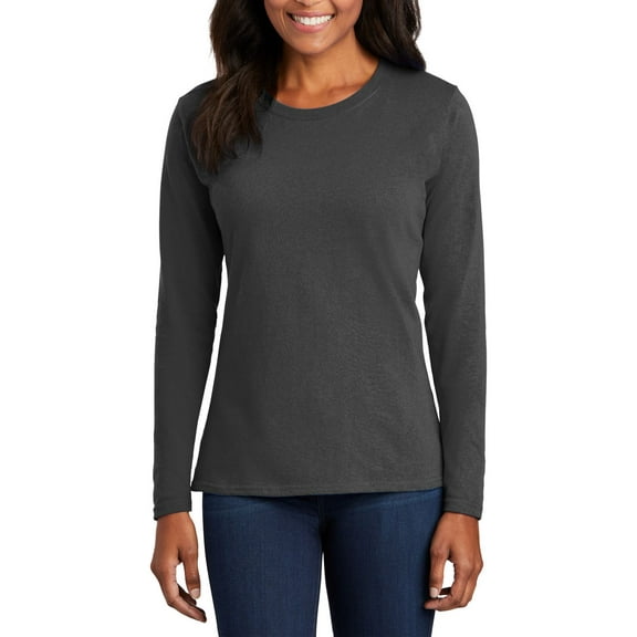 JustBlanks Ladies Long Sleeve Core Cotton Tee Open Hem Cuffs