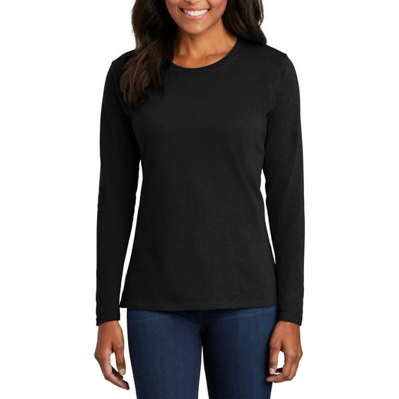 JustBlanks Ladies Long Sleeve Core Cotton Tee Open Hem Cuffs