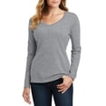 thumbnail image 1 of JustBlanks Ladies Long Sleeve Fan Favorite™ V-Neck Tee You'll be the biggest fan around of this 100% ring spun cotton tee. 4.5-ounce, 100% ring spun cotton, 1 of 6