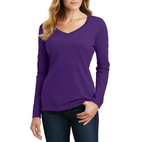 JustBlanks Women Long Sleeve V Neck Tee Soft Stylish Comfortable