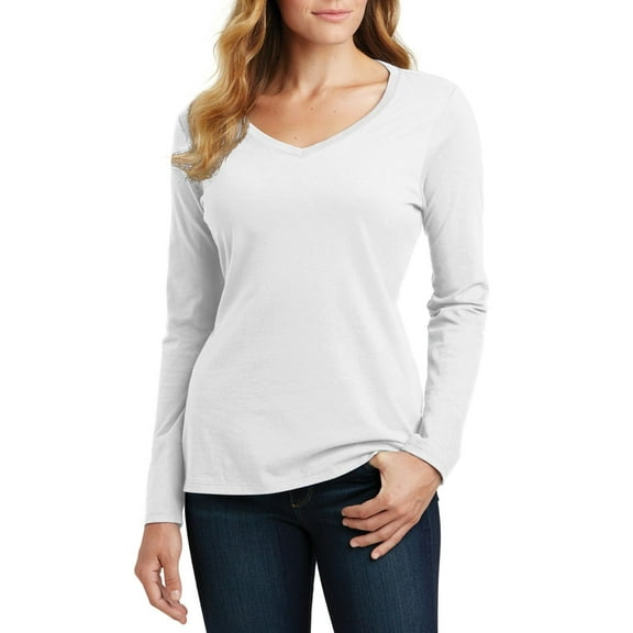 JustBlanks Women Long Sleeve V Neck Tee Soft Stylish Comfortable
