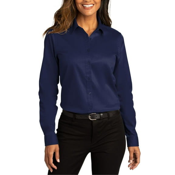 JustBlanks Womens Long Sleeve Twill Shirt Cotton Poly Blend Button Down Collar