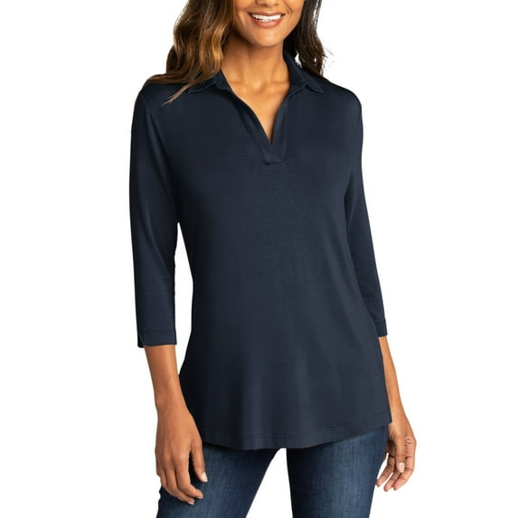 JustBlanks Ladies Knit Tunic with Collar Soft Stretch Fabric Flattering Fit