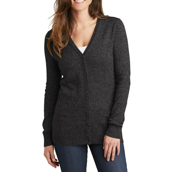 JustBlanks Ladies Marled Cardigan Sweater Cotton Acrylic Blend V Neck Long Sleeve