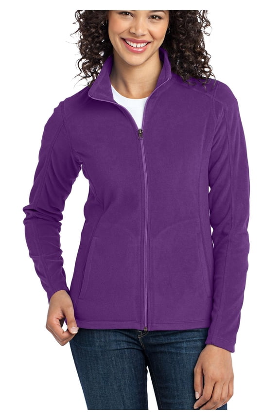 Just Blanks Ladies Microfleece Jacket Gently Contoured Silhouette Open Cuffs And Hem, Amethyst Purple, 4XL