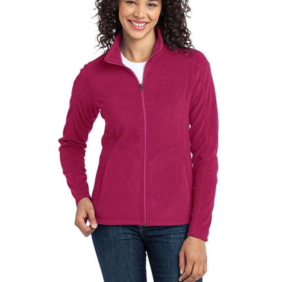 Just Blanks Ladies Microfleece Jacket Gently Contoured Silhouette Open Cuffs And Hem, Dark Fuchsia, 4XL