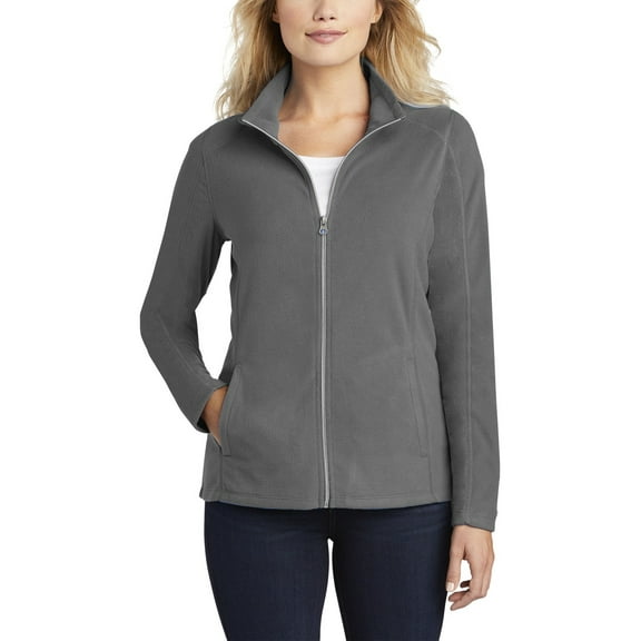 Just Blanks Ladies Microfleece Jacket Gently Contoured Silhouette Open Cuffs And Hem, Pearl Grey, 4XL