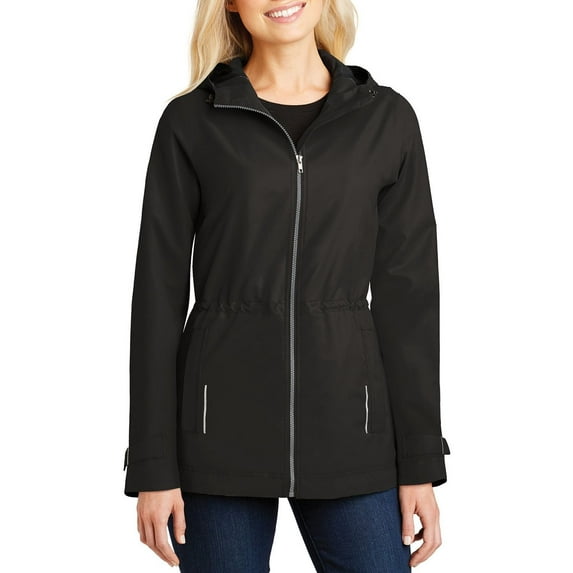 JustBlanks Womens Water Resistant Polyester Full Zip Hooded Rain Jacket with Adjustable Cuffs