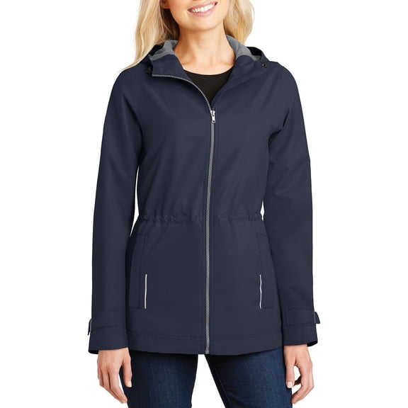 JustBlanks Womens Water Resistant Polyester Full Zip Hooded Rain Jacket with Adjustable Cuffs