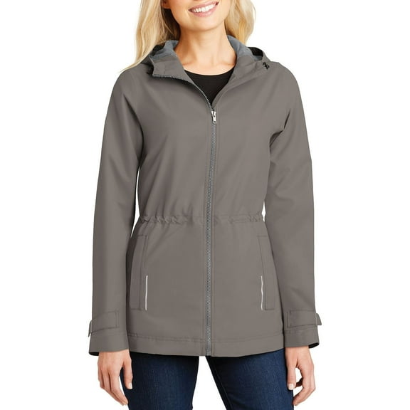 JustBlanks Womens Water Resistant Polyester Full Zip Hooded Rain Jacket with Adjustable Cuffs