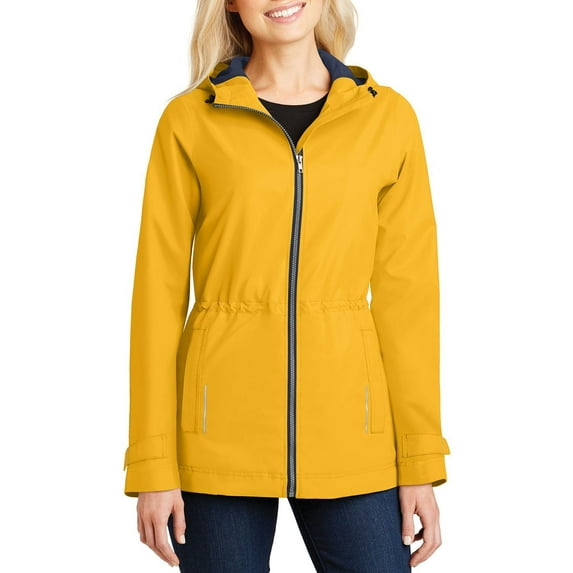 JustBlanks Womens Water Resistant Polyester Full Zip Hooded Rain Jacket with Adjustable Cuffs