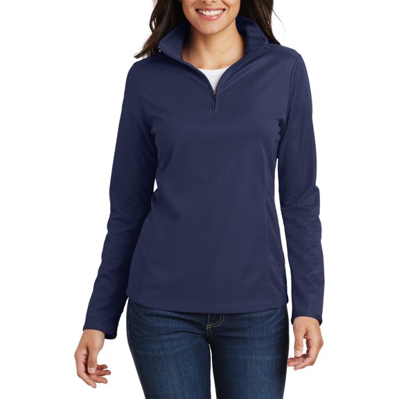 JustBlanks Womens Performance 1 2 Zip Pullover Polyester Mesh Moisture Wicking Cadet Collar