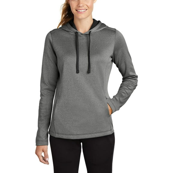 JustBlanks Ladies Heather Fleece Hooded Pullover with Moisture Wicking Technology