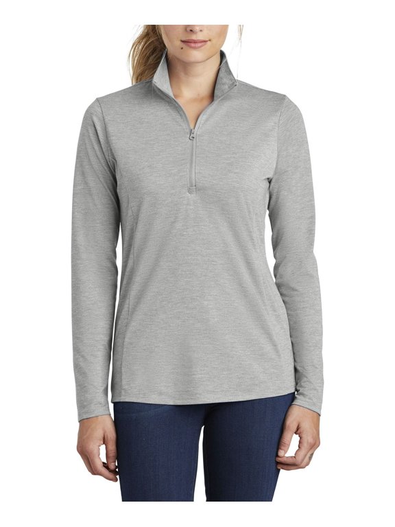 Womens Tri Blend Wicking 1 4 Zip Pullover with Cadet Collar