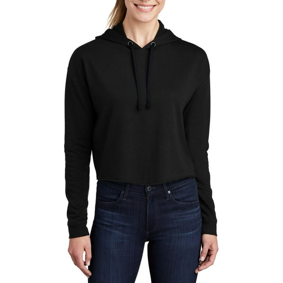 JustBlanks Womens Tri Blend Wicking Fleece Crop Hooded Pullover Moisture Wicking Lightweight Soft