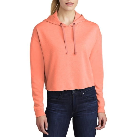 JustBlanks Womens Tri Blend Wicking Fleece Crop Hooded Pullover Moisture Wicking Lightweight Soft