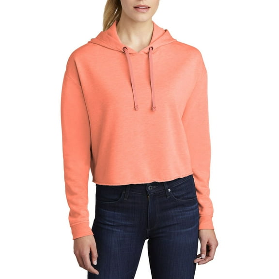 JustBlanks Womens Tri Blend Wicking Fleece Crop Hooded Pullover Moisture Wicking Lightweight Soft