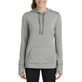 thumbnail image 1 of JustBlanks Womens Tri Blend Wicking Fleece Hooded Pullover Moisture Wicking Thumbhole Sleeves Drop Tail Hem, 1 of 1