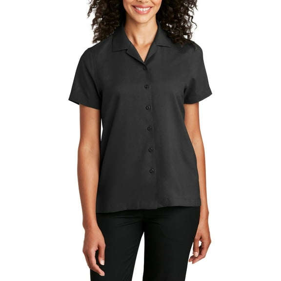 Just Blanks Ladies Short Sleeve Performance Staff Shirt, Black, 4XL