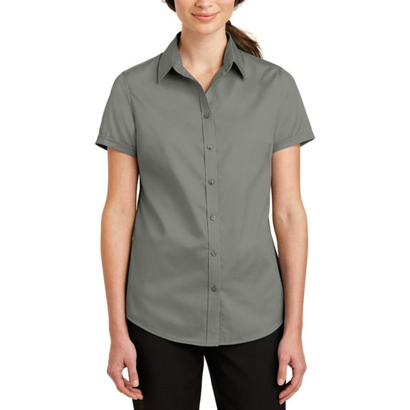 JustBlanks Womens Short Sleeve SuperPro Twill Shirt Comfortable Cotton Blend Open Collar