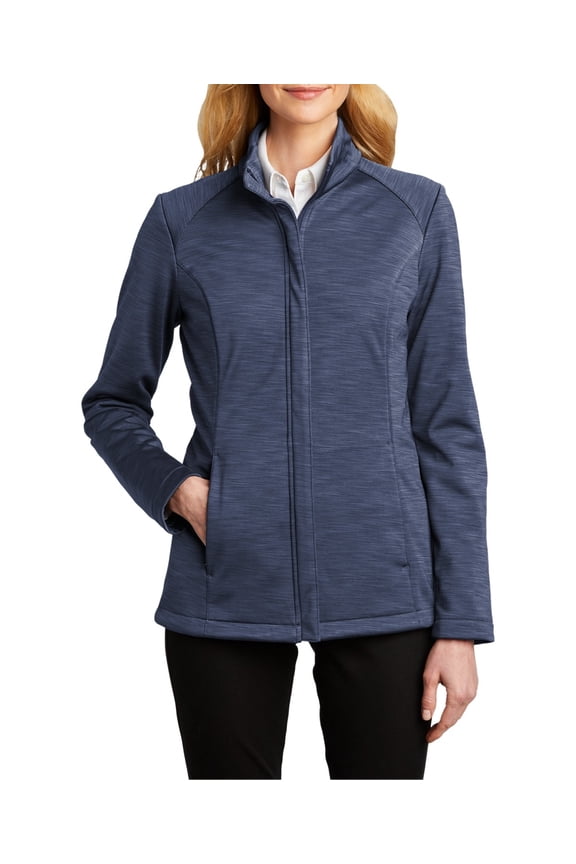 Womens Soft Shell Full Zip Jacket Water Resistant Stretch Polyester Knit