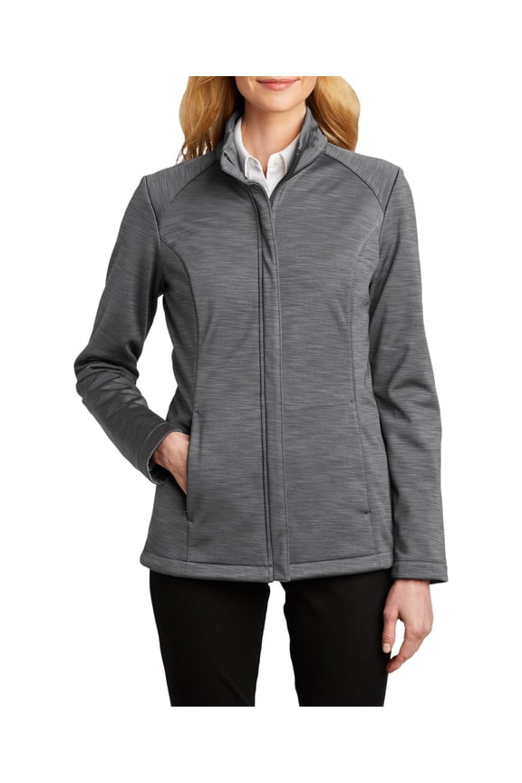 Just Blanks Ladies Stream Soft Shell Jacket Breathability Rating Reverse-Coil Zippers, Graphite Heather, 4XL