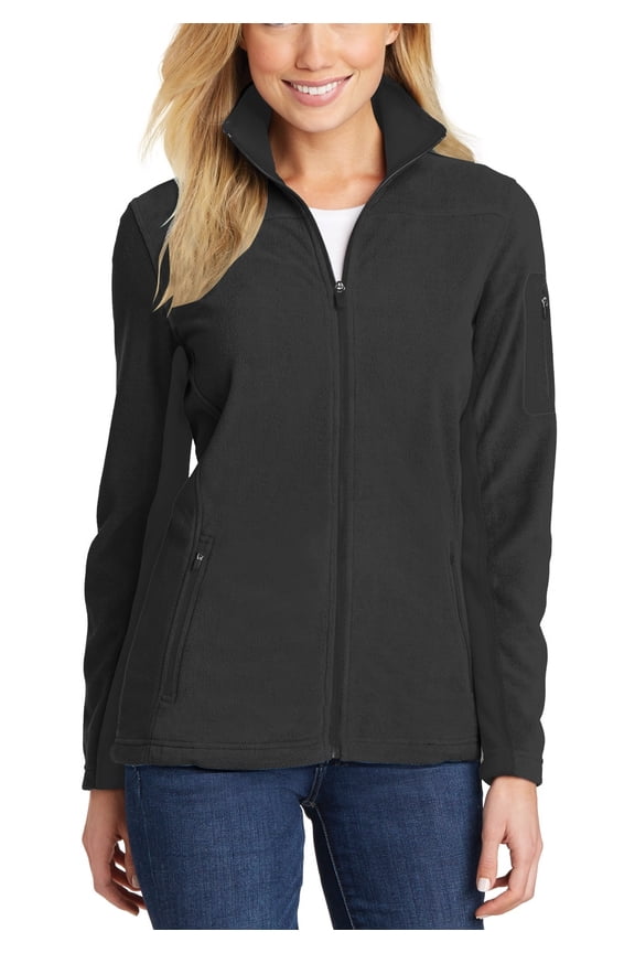 Just Blanks Ladies Summit Fleece Full-Zip Jacket, Black/ Black, 4XL