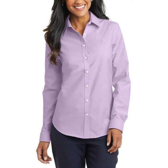 JustBlanks Womens Long Sleeve Oxford Dress Shirt Cotton Polyester Blend Button Up Wrinkle Resistant
